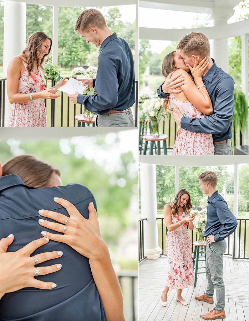 Surprise Proposal in Marietta, Georgia. Gazebo with florals and Melanie Casey engagement ring. 